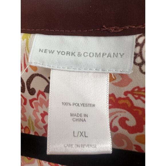 New York & Company Women's Abstract Boho Floral Print Open Front Cardigan Duster - Picture 6 of 10